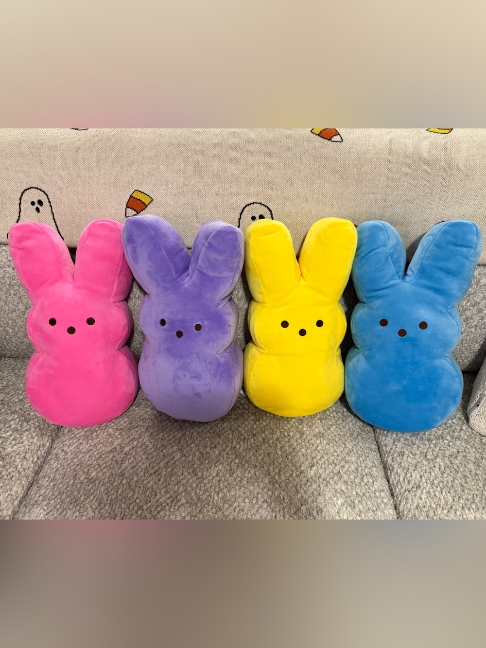 Peeps Bunny Plush Pillow Set (4) Large Easter Peep Decor Decorations